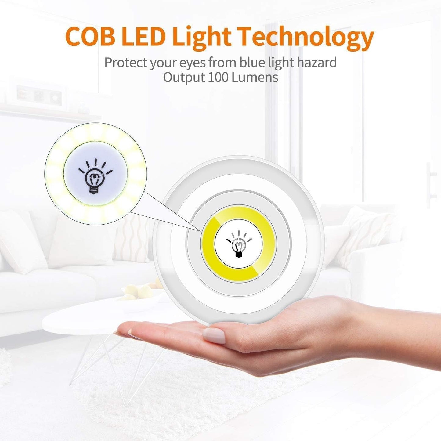 LED Light Under Closet Battery Powered Closet Wall Lamp with Remote, Set of 3