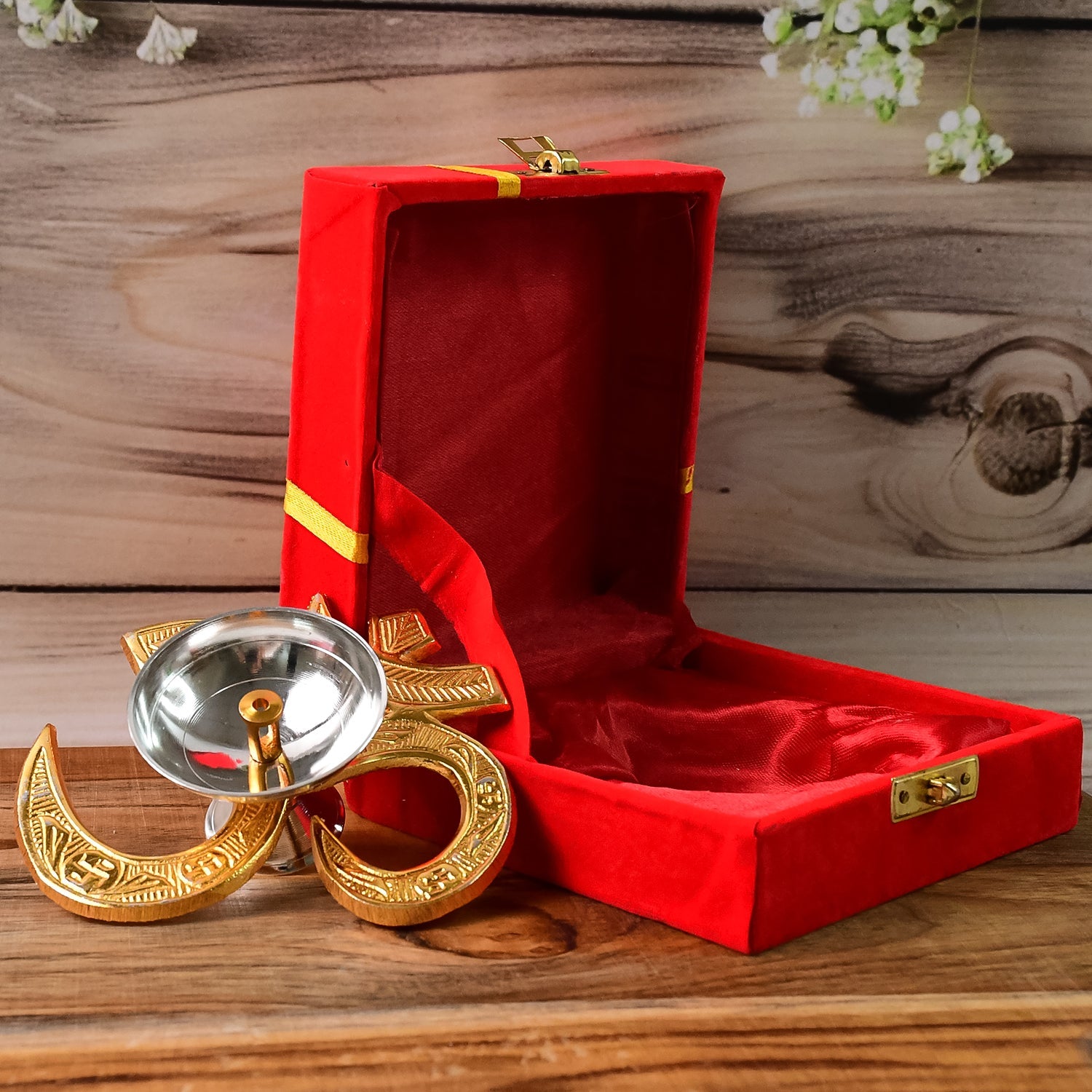 Decorative Om Symbol Brass Oil Diya