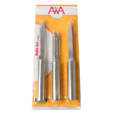 Stainless Steel Multipurpose Sharp Cutting Knife for Fruit Meat Vegetables 3 Pc