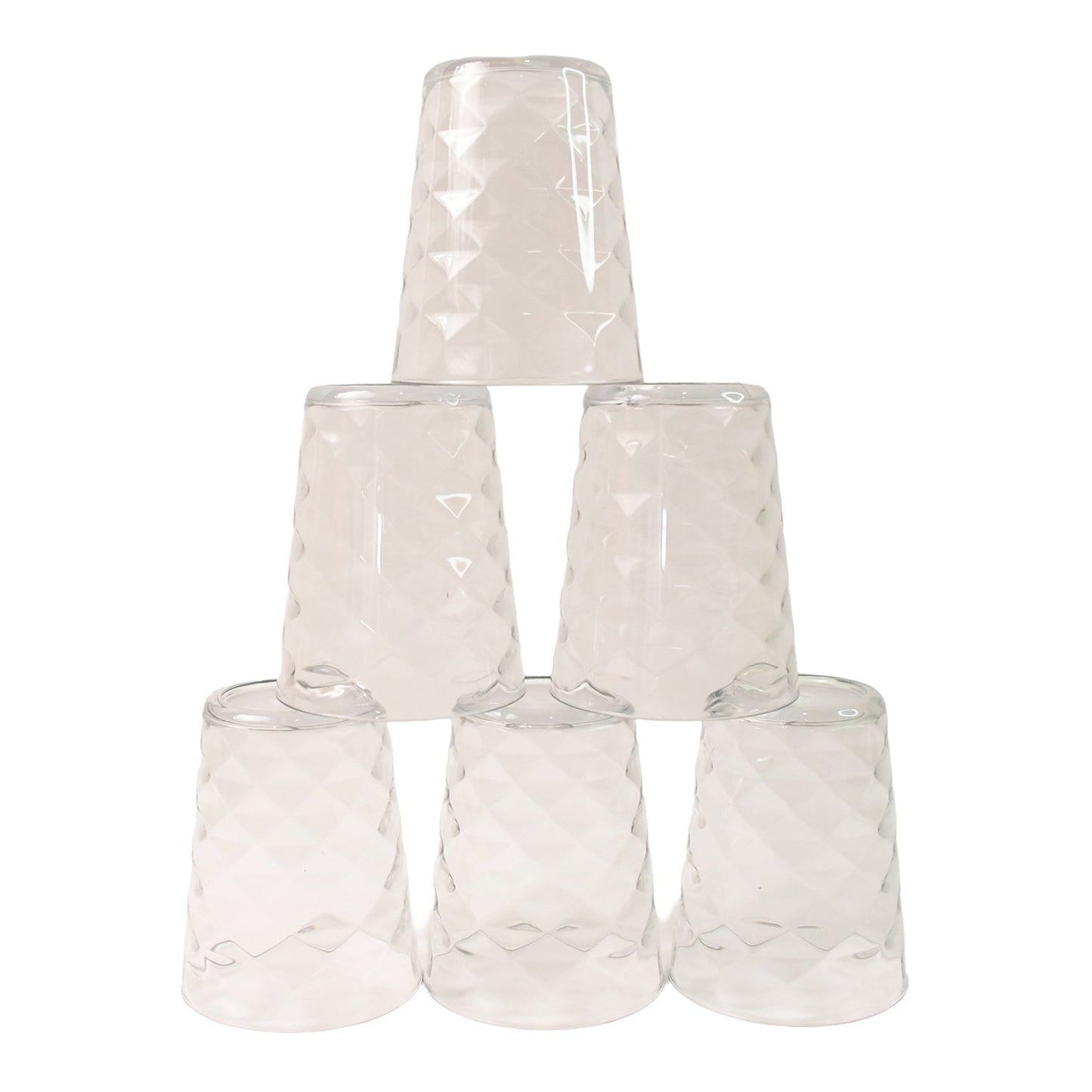 Apex Pyramid Design Unbreakable Plastic Glass – 300 ML