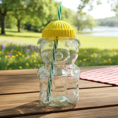 cartoon bear glass bottle kids beverage cup