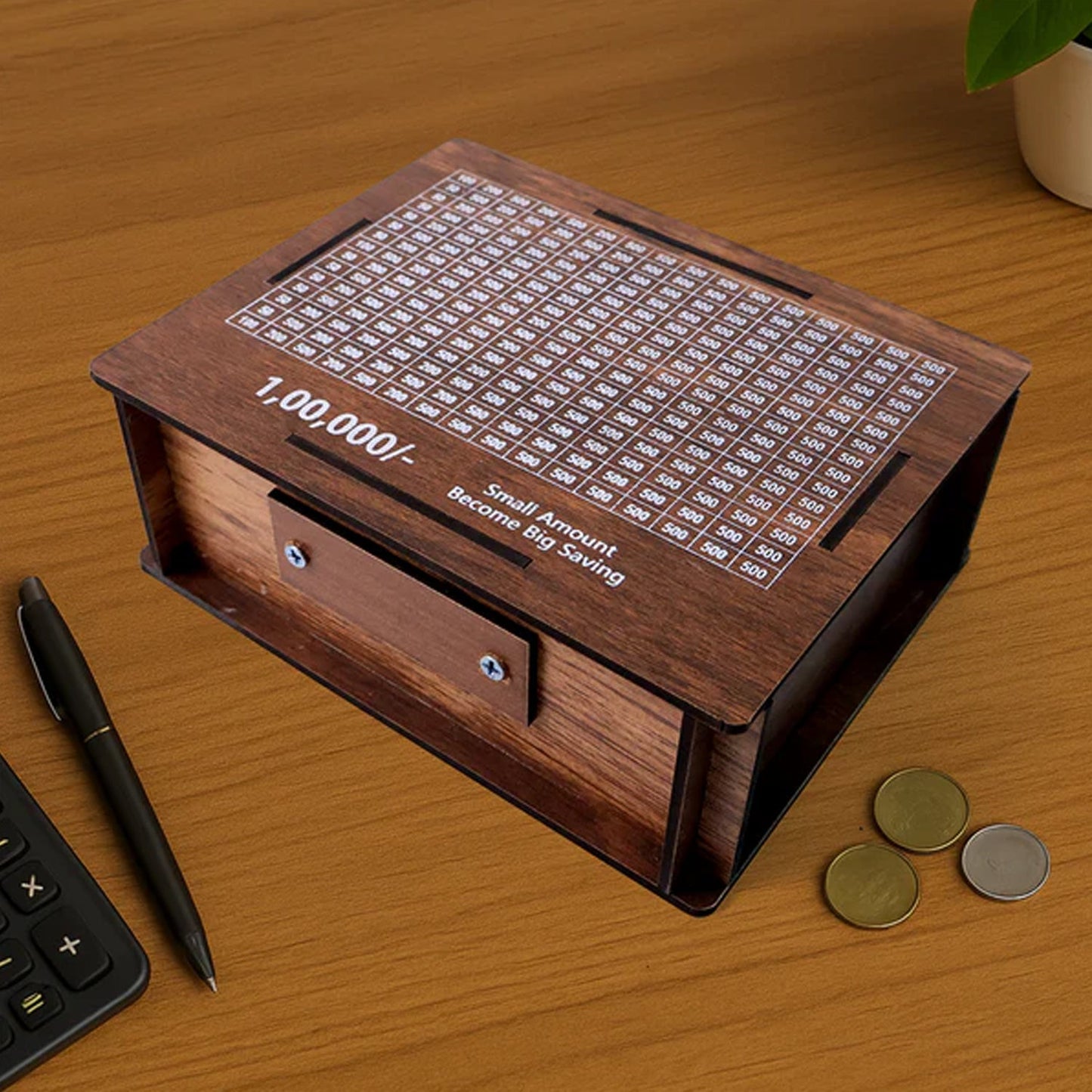 Big Wooden Savings Challenge Money Bank / Piggy Bank - (1 Pc)