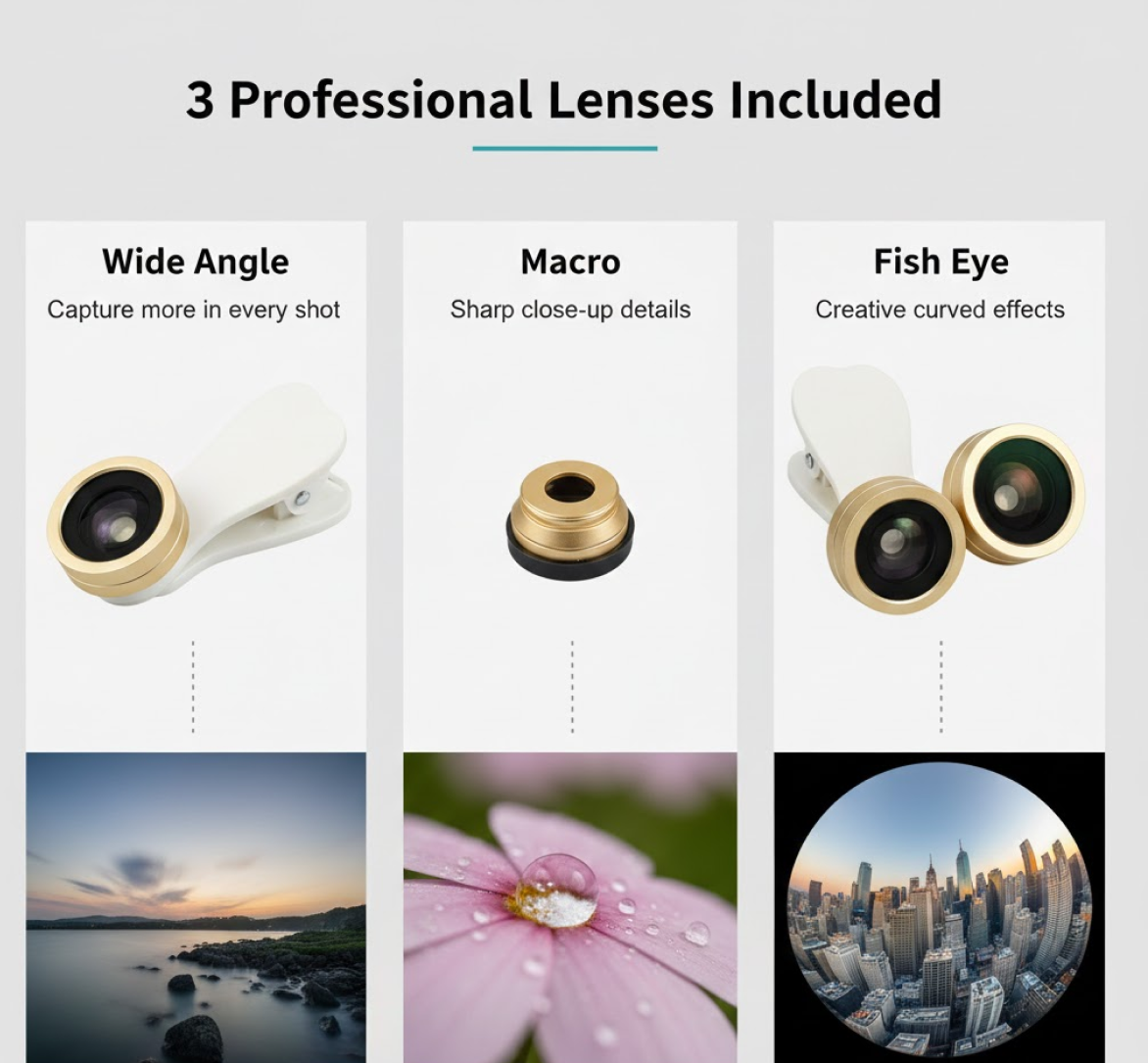 Universal Clip-On Mobile Camera Lens Kit (1 Set)
