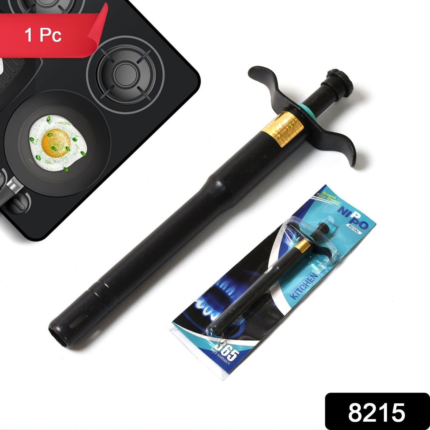 Stainless Steel Black Gas Lighter for Gas Stove, Long Lasting (1 Pc)