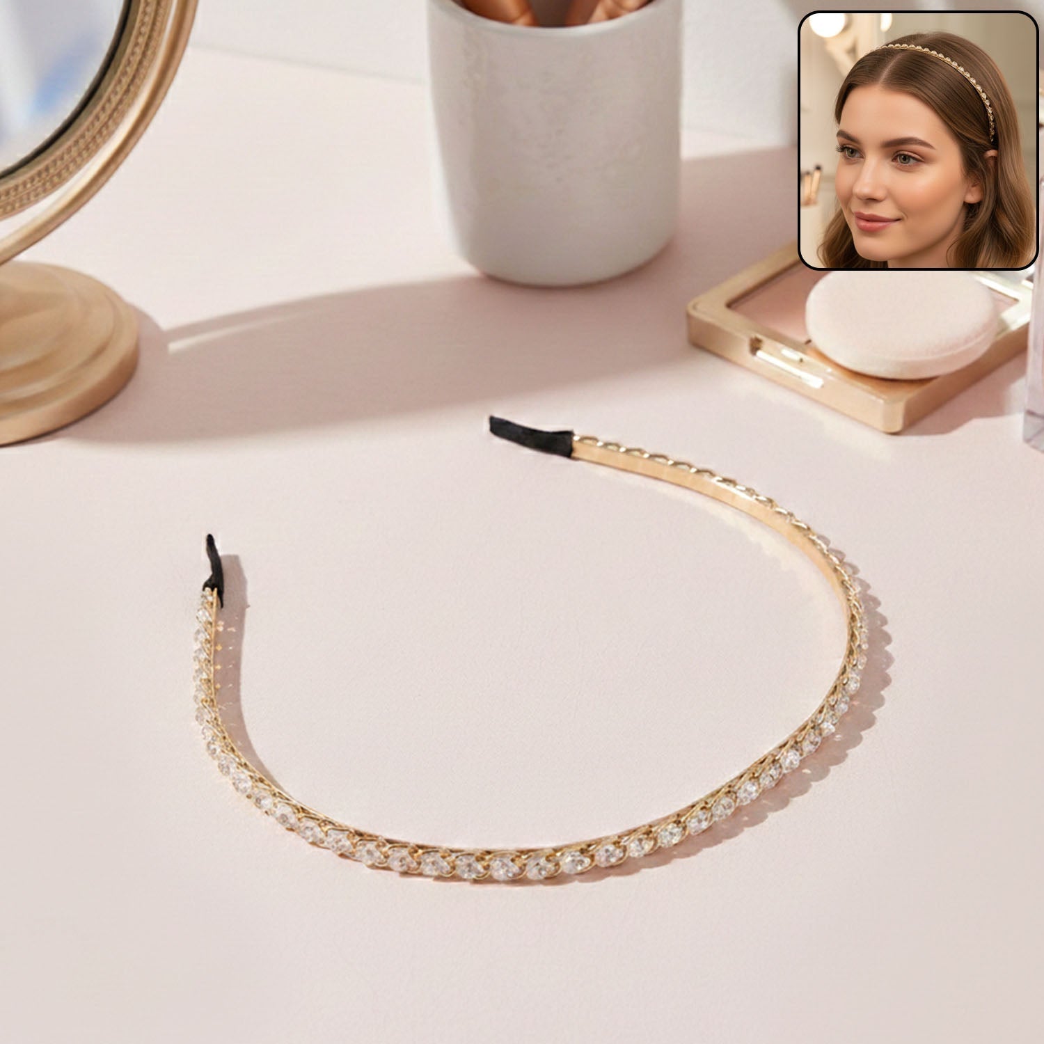 crystal studded metal hair band