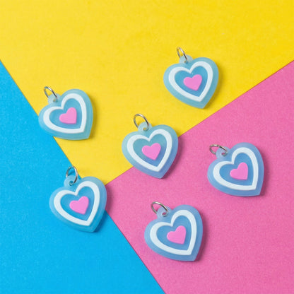 Cute Heart Shape Bag Charm Keychain Set (10 Pc)