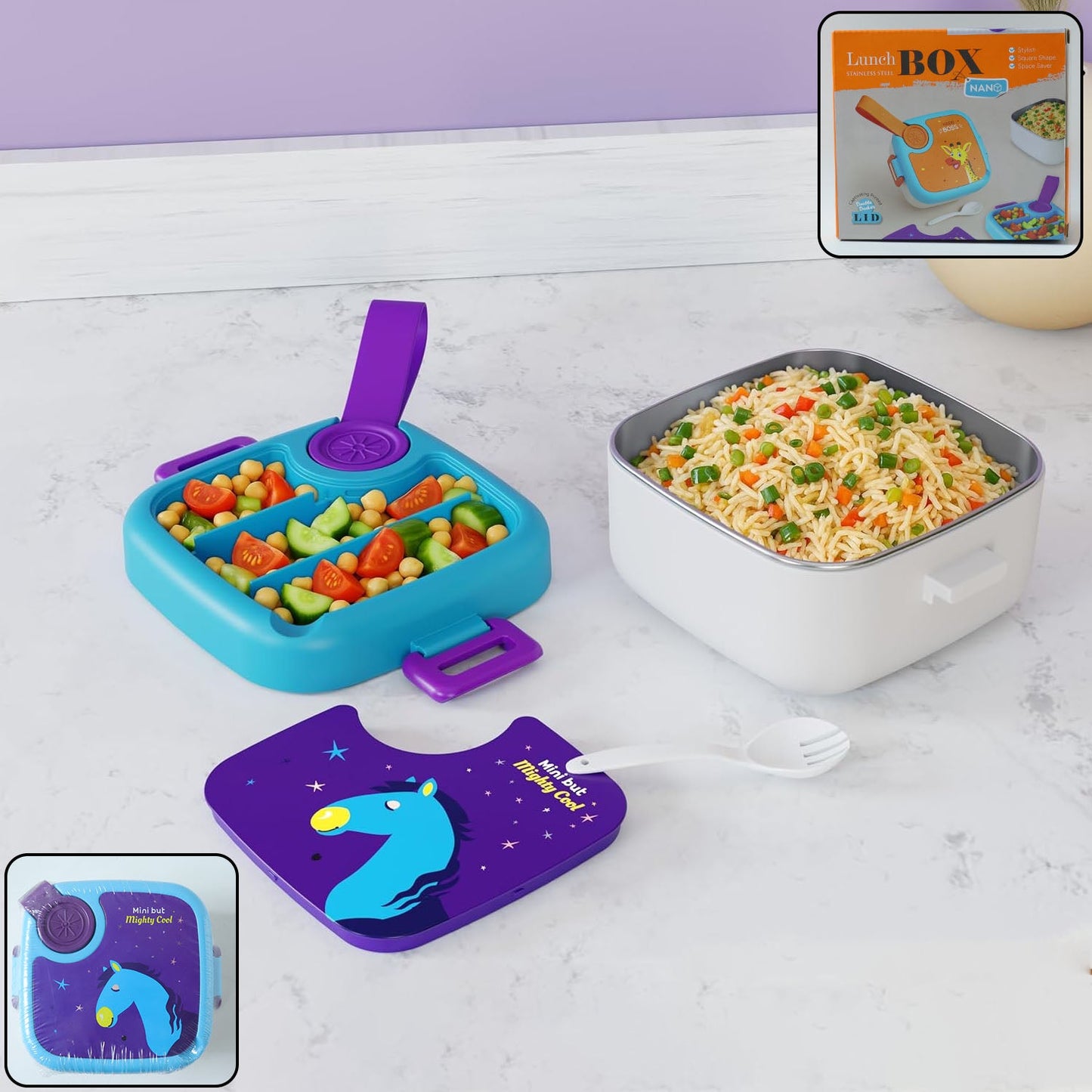 Kids Cartoon Lunch Box - (1 Set)
