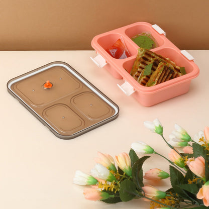 Plastic Lunch Box for Kids, Lunch Box (3 Compartment Lunch Box)
