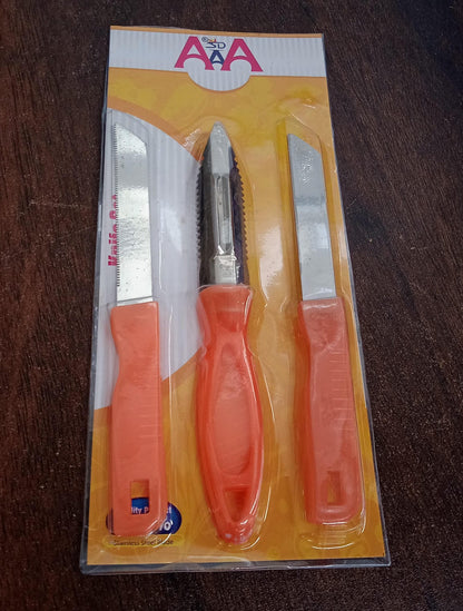 3in1 Multipurpose Stainless Steel Classic Kitchen Knife Set of 3